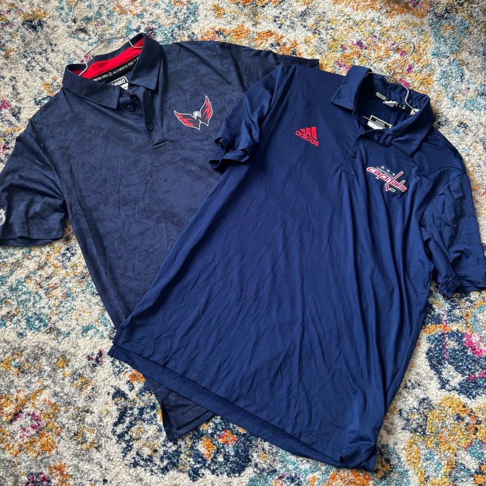 NHL Washington Capitals Men’s Medium Polos Adidas Fanatics Lot of 2